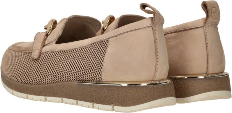 tamaris Beige leren loafers met verharde hiel Beige Dames