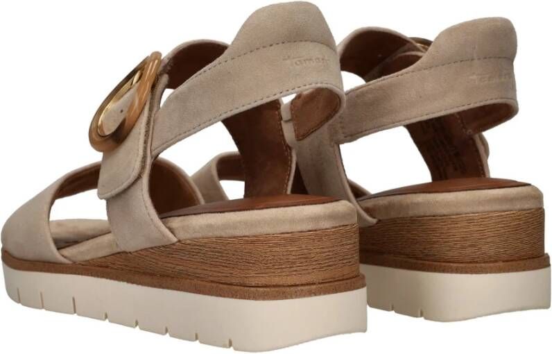 tamaris Beige Suède Comfort Sandaal Beige Dames