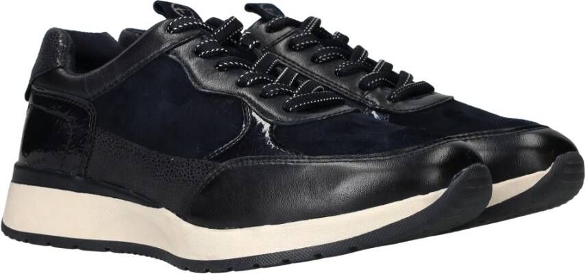 tamaris Blauwe Leren Sneaker met PureRelax Massage Voetbed Blue Dames