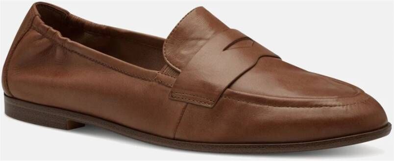 tamaris Bruin Leren Platte Schoenen Brown Dames