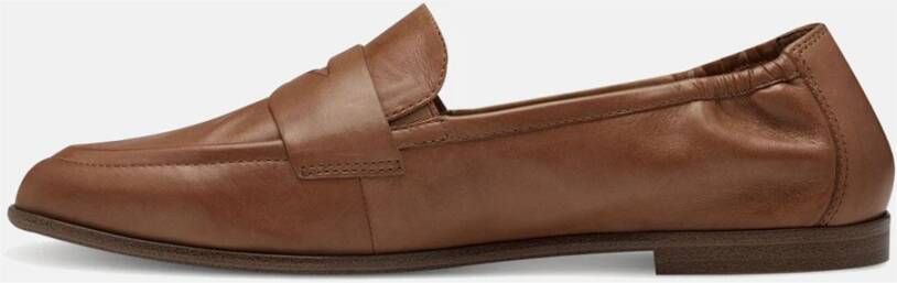 tamaris Bruin Leren Platte Schoenen Brown Dames