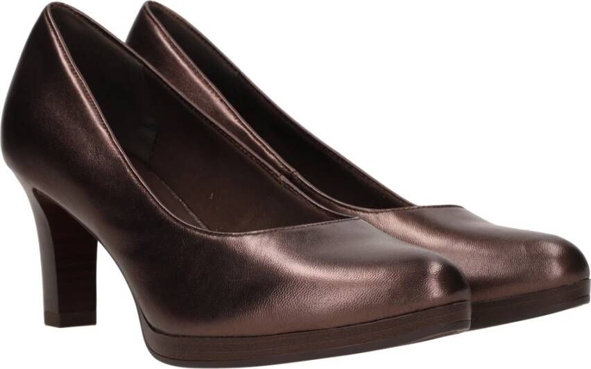 tamaris Bruine Glanzende Pump met Comfortabele Hak Brown Dames