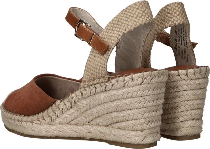 tamaris Bruine Suède Espadrille Sleehak Sandaal Brown Dames