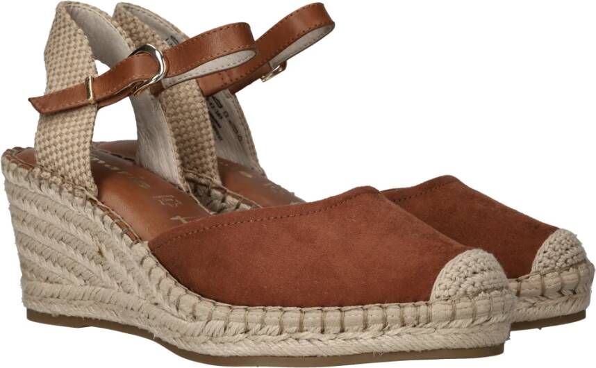 tamaris Bruine Suède Espadrille Sleehak Sandaal Brown Dames