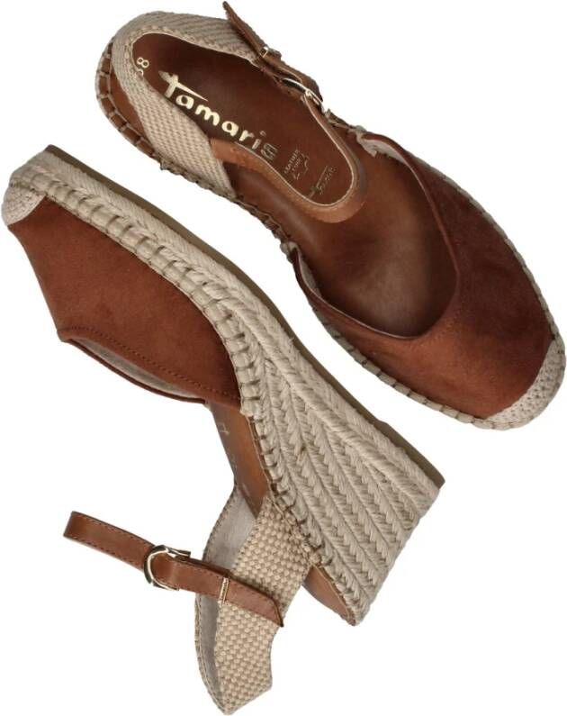 tamaris Bruine Suède Espadrille Sleehakken Brown Dames