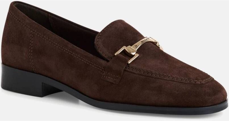 tamaris Bruine Suède Loafer met Blokhak Brown Dames