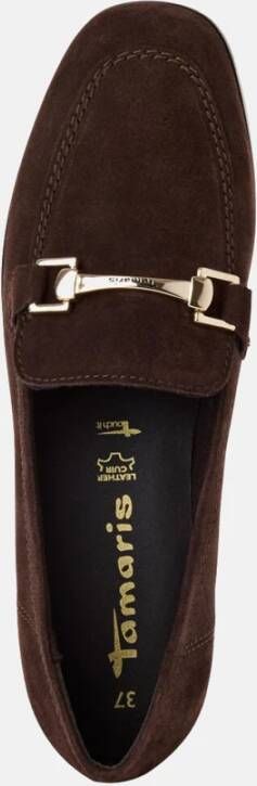 tamaris Bruine Suède Loafer met Blokhak Brown Dames