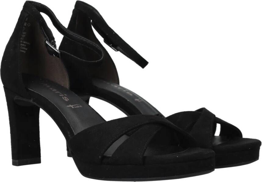 tamaris Elegante Zwarte Sandalette Vegan Voetbed Hak Black Dames