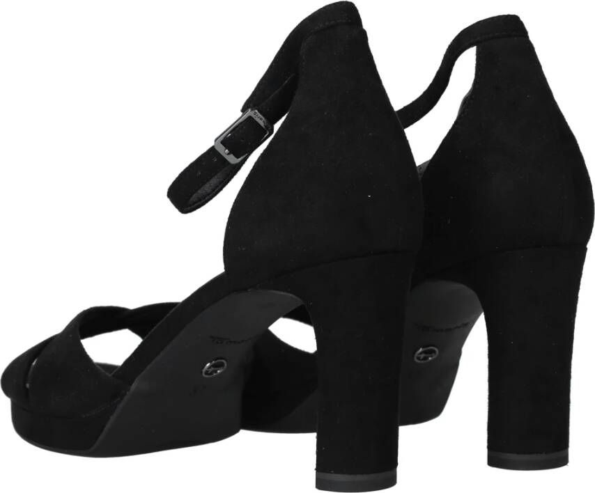 tamaris Elegante Zwarte Sandalette Vegan Voetbed Hak Black Dames