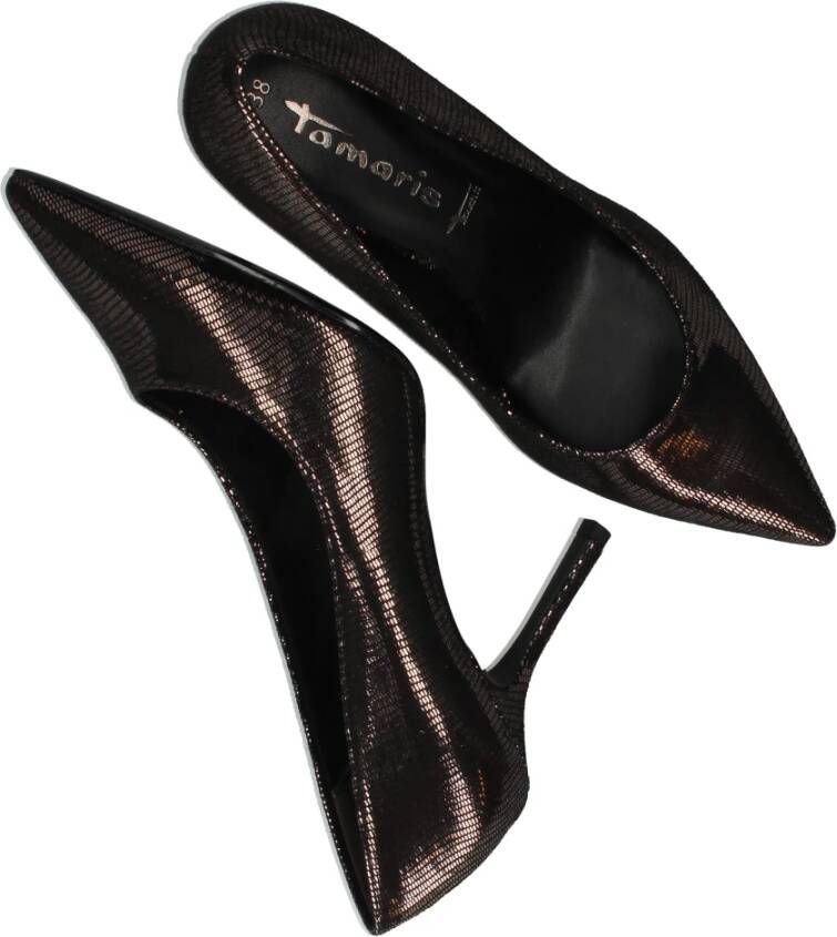 tamaris Glimmende Zwarte Bruine Pumps met Metallic Finish Black Dames