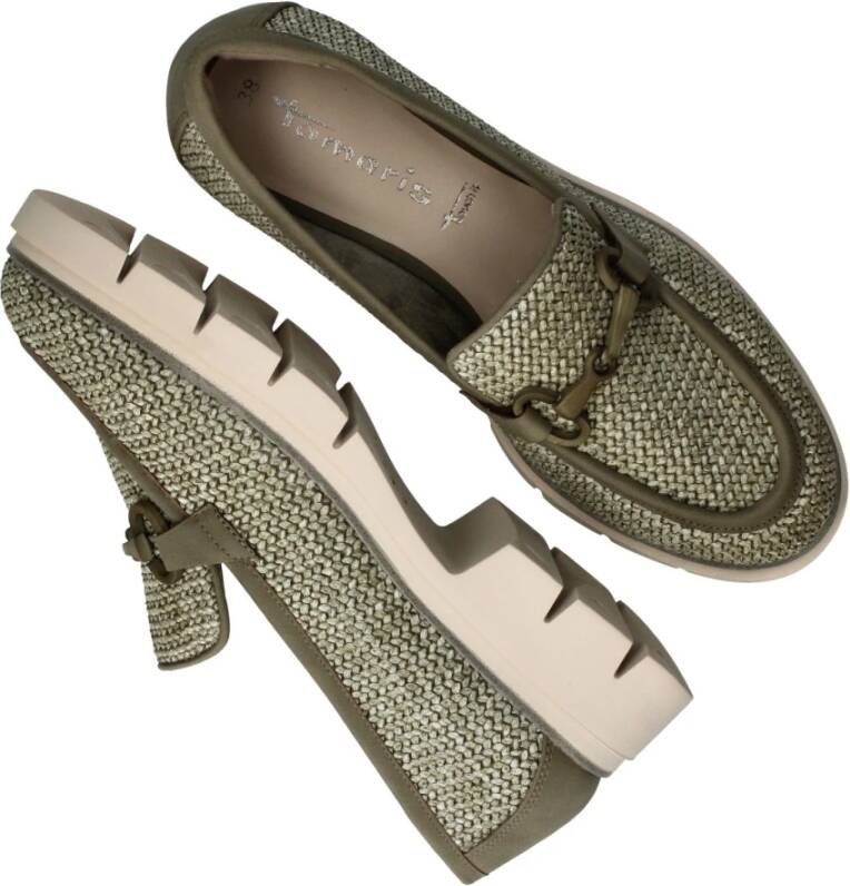 tamaris Groene Geweven Vegan Loafer voor Dames Green Dames