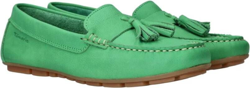 tamaris Groene leren loafers voor dames Green Dames