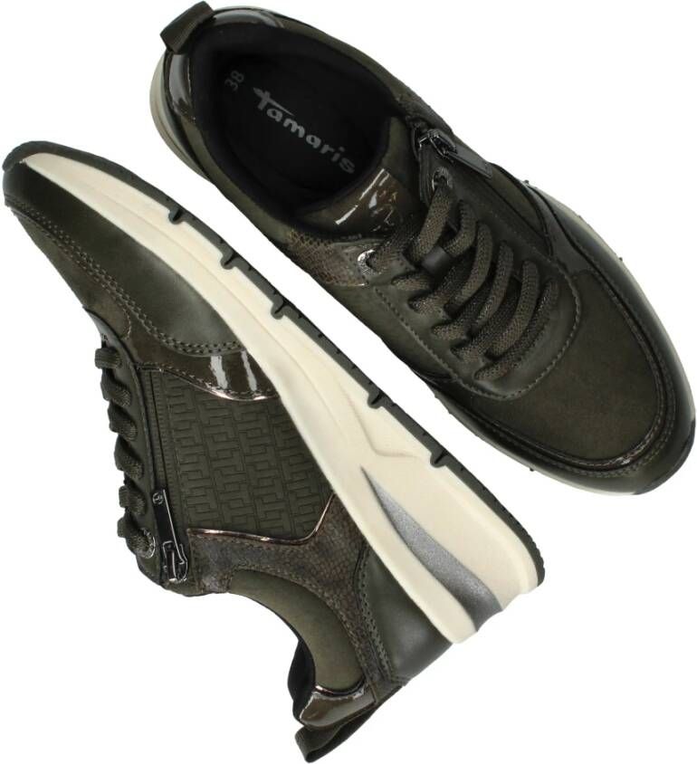 tamaris Groene Sneaker met Metallic Accents Green Dames