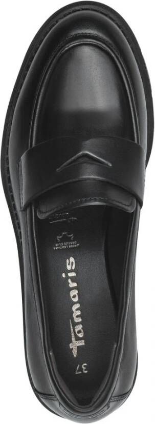 tamaris Klassieke leren loafer Black Dames