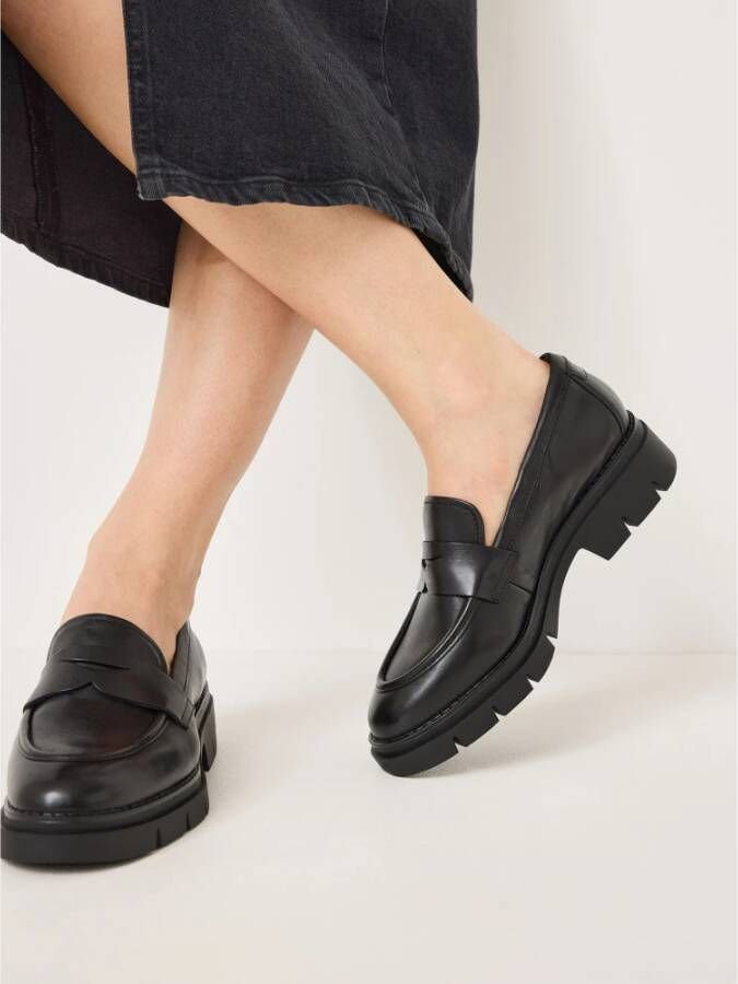 tamaris Klassieke leren loafer Black Dames