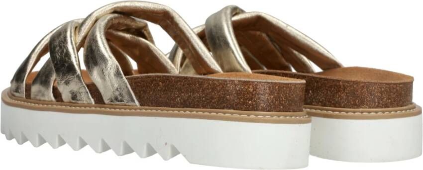 tamaris Metallic Gouden Gevlochten Leren Slipper Yellow Dames