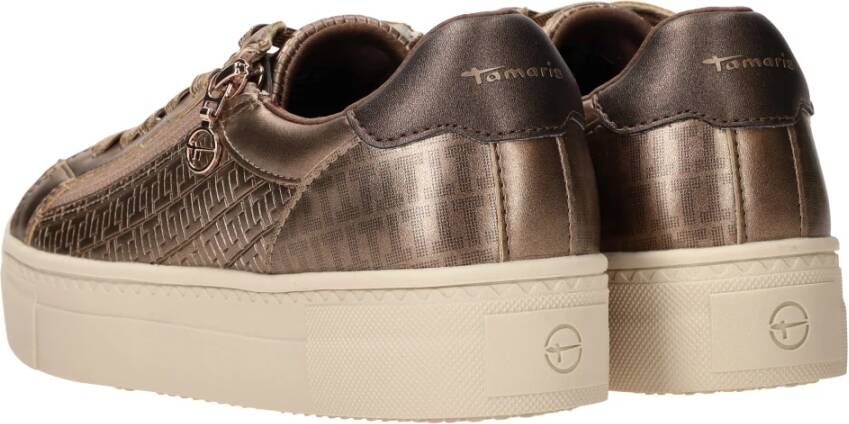 tamaris Metallic Taupe Platform Sneakers Brown Dames