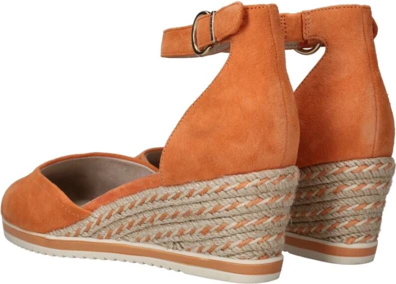 tamaris Oranje Suède Espadrille Sleehak Sandaal Orange Dames