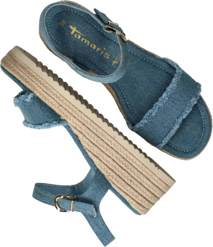 tamaris Platform sandaal met espadrille look Blue Dames