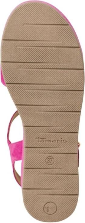 tamaris Roze Suède Casual Open Sandalen Pink Dames