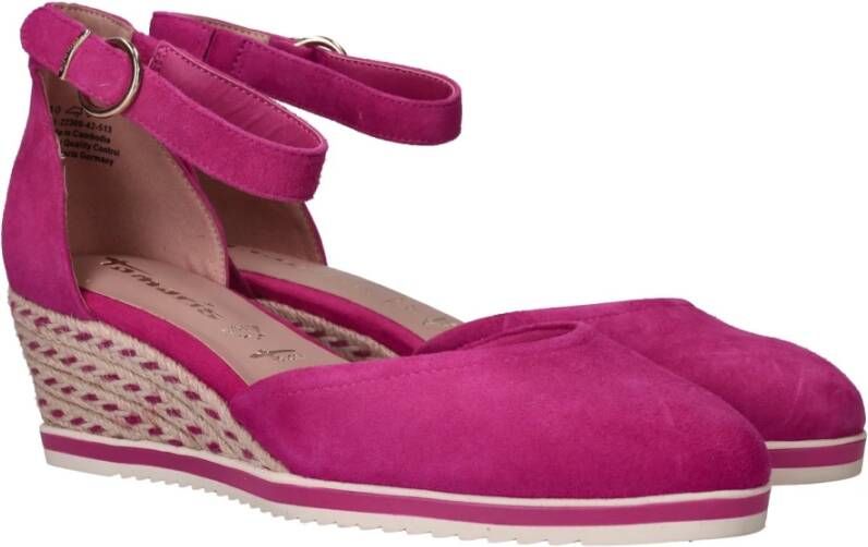 tamaris Roze Suède Sleehak Espadrille Sandaal Pink Dames