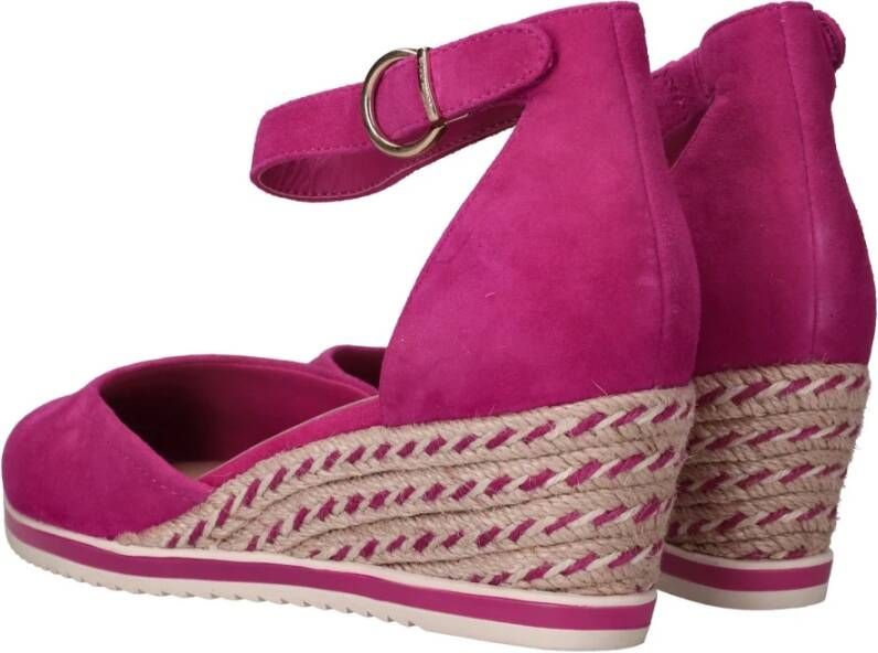 tamaris Roze Suède Sleehak Espadrille Sandaal Pink Dames