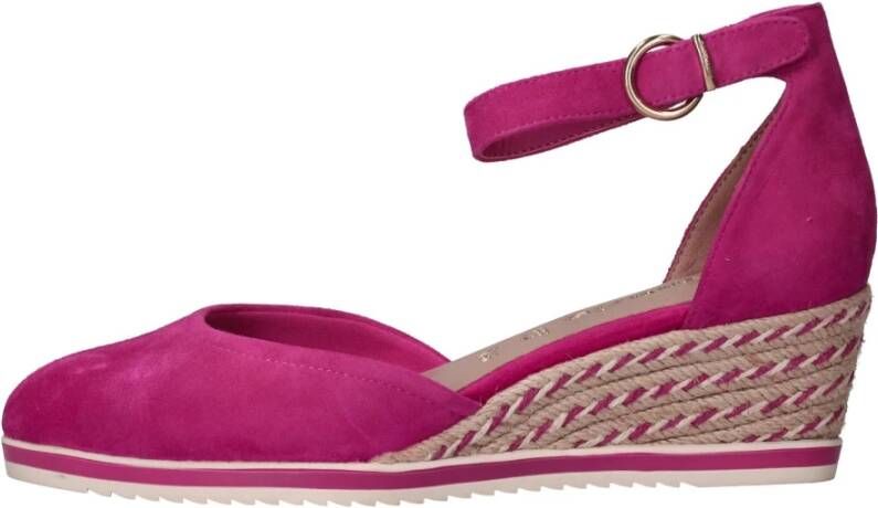 tamaris Roze Suède Sleehak Espadrille Sandaal Pink Dames