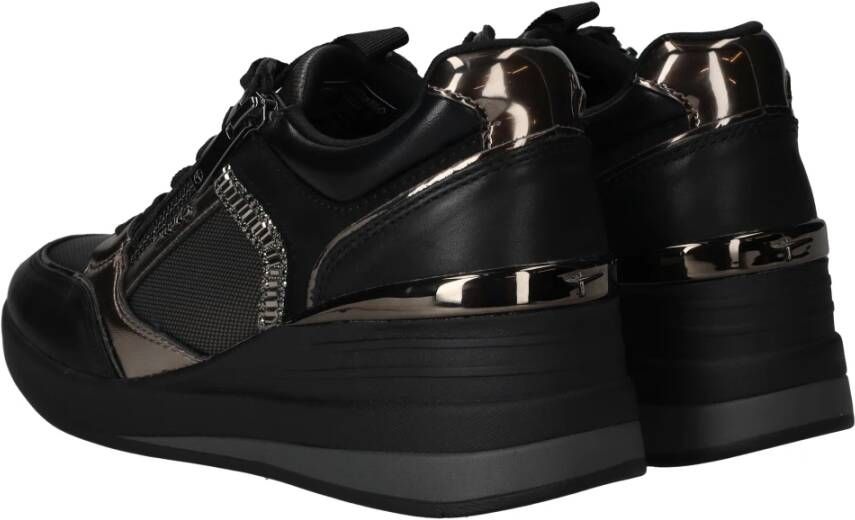 tamaris Sneakers met glitter en metallic details Black Dames