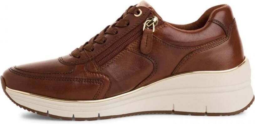 tamaris Stijlvolle leren sneaker met rits Brown Dames