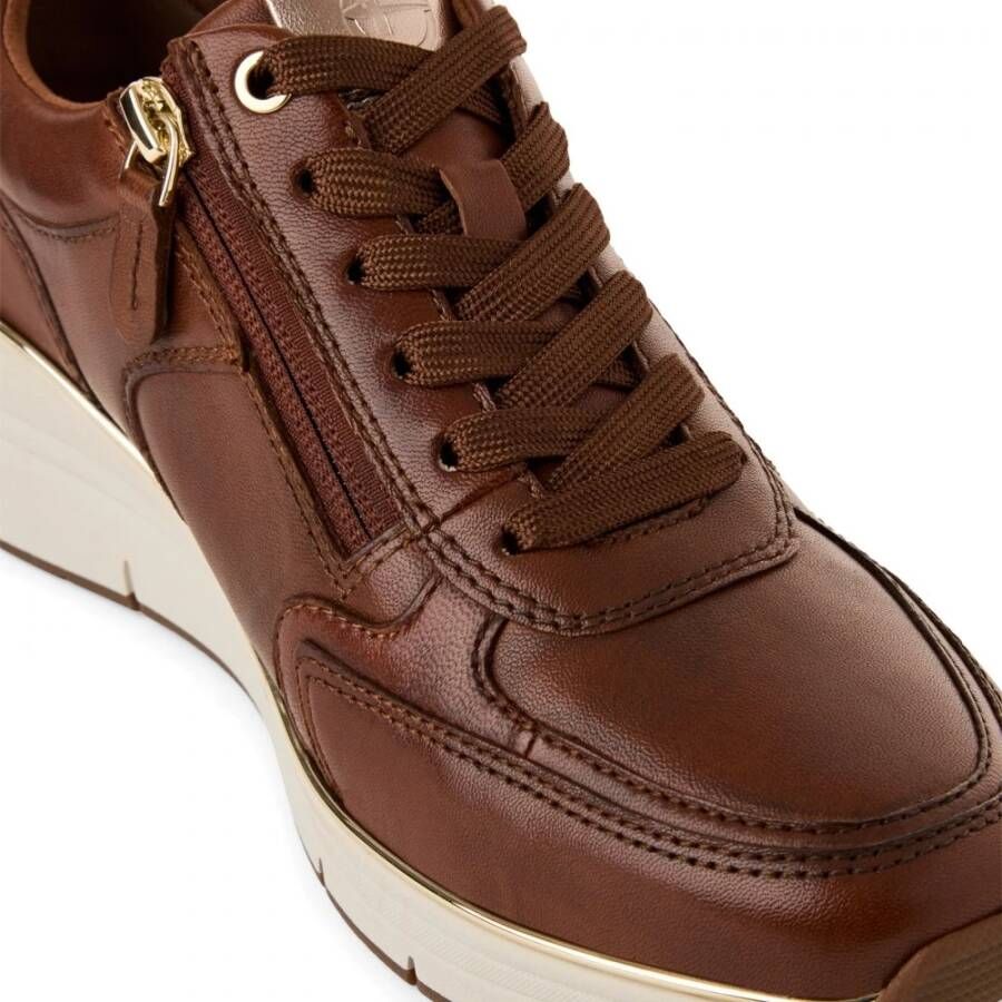 tamaris Stijlvolle leren sneaker met rits Brown Dames