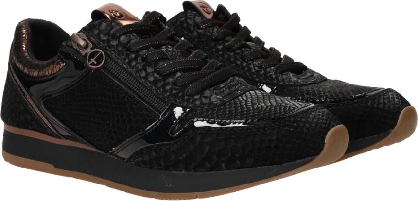 tamaris Vegan Animal Print Sneaker Metallic Bronze Black Dames