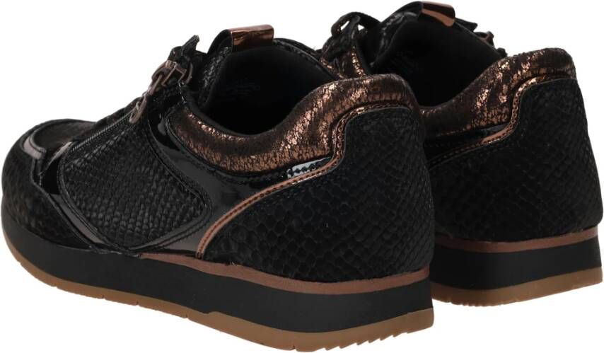 tamaris Vegan Animal Print Sneaker Metallic Bronze Black Dames