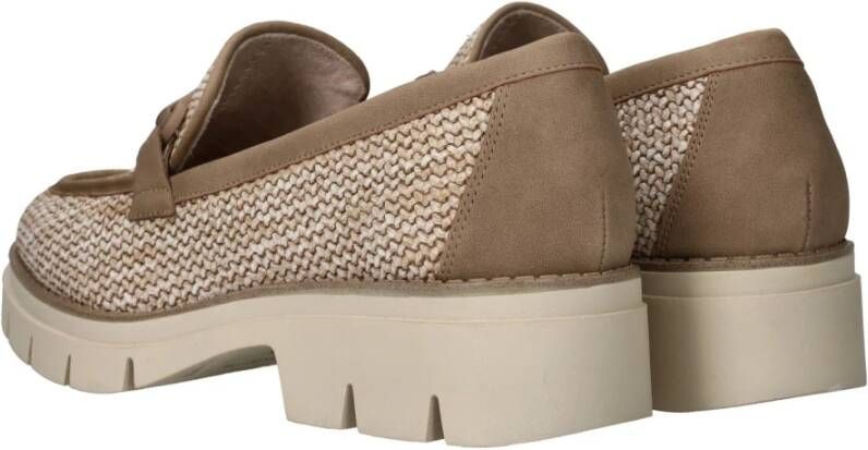 tamaris Vegan geweven loafer met bruine accenten Beige Dames