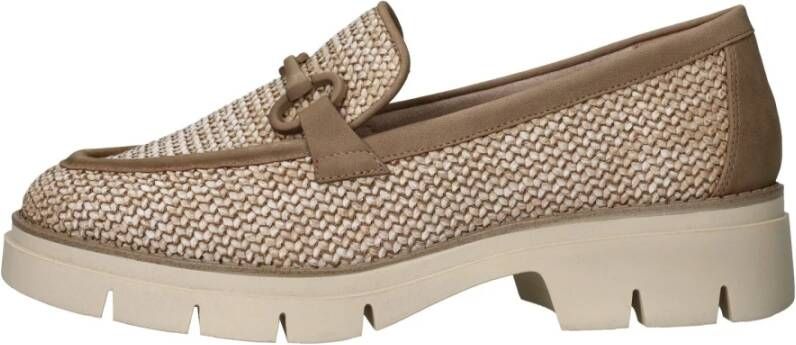 tamaris Vegan geweven loafer met bruine accenten Beige Dames