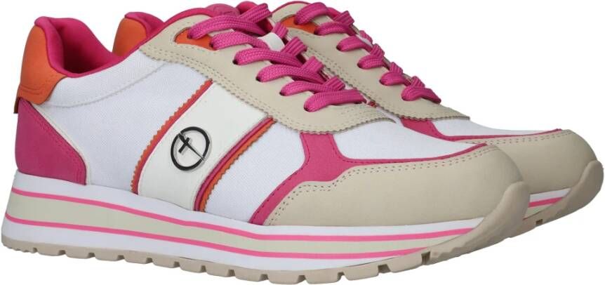 tamaris Vegan Sneaker met Roze en Oranje Accents Multicolor Dames