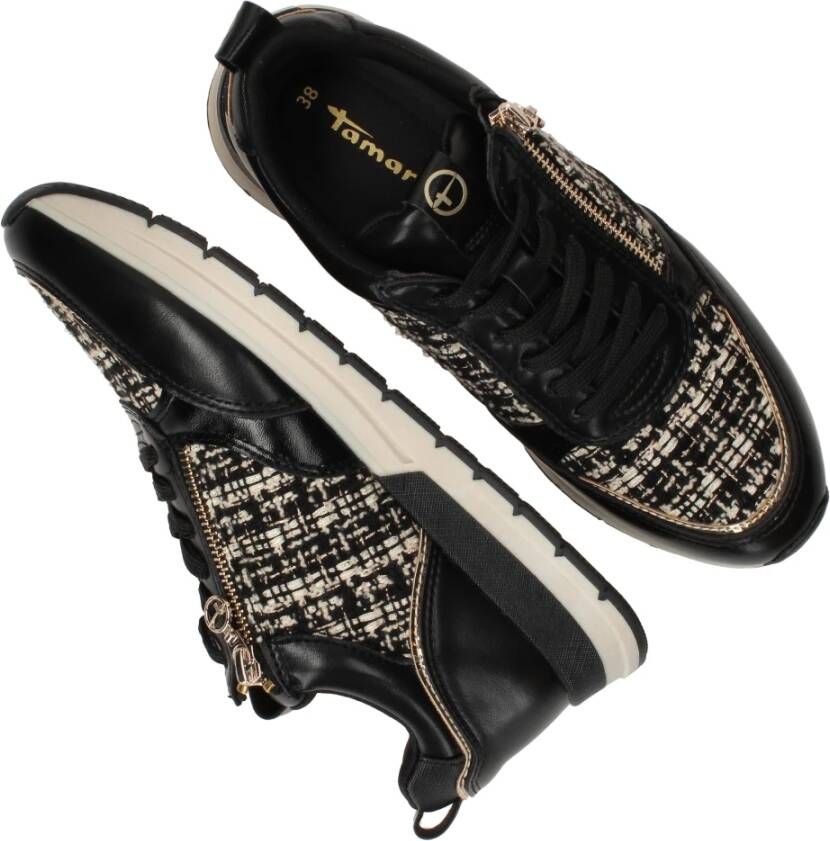 tamaris Vegan Zwarte Sneakers met Rits Black Dames