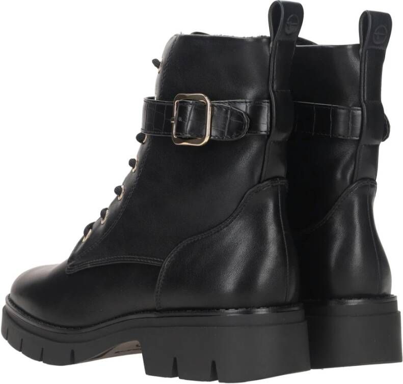 tamaris Stoere zwarte veterschoen voor dames Zwart Dames