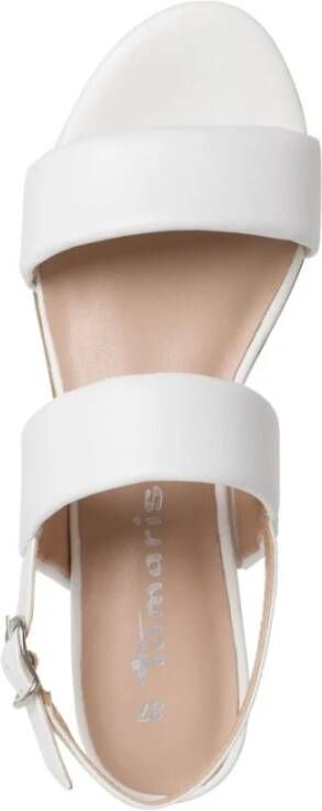 tamaris Witte Casual Open Platte Sandalen White Dames