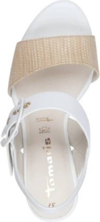 tamaris Witte Casual Open Platte Sandalen White Dames