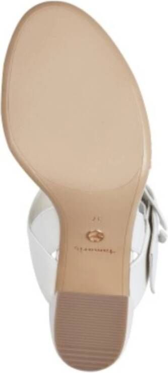 tamaris Witte Casual Open Platte Sandalen White Dames