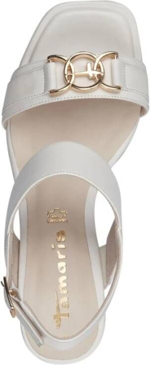 tamaris Witte Casual Open Platte Sandalen White Dames