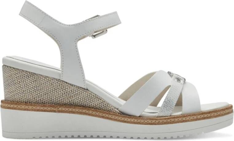 tamaris Witte Casual Platte Sandalen White Dames