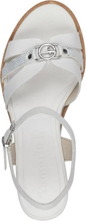 tamaris Witte Casual Platte Sandalen White Dames