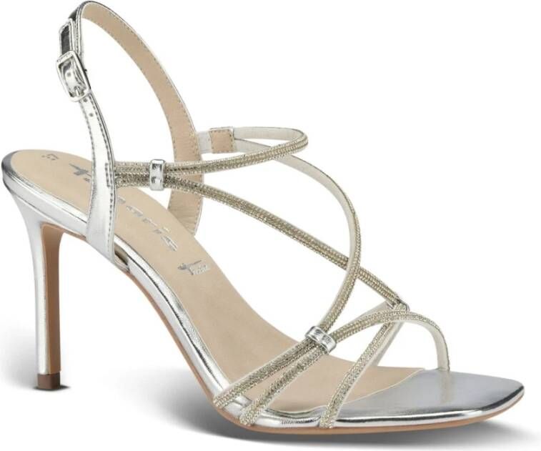 tamaris Zilver Elegant Platte Sandalen Gray Dames