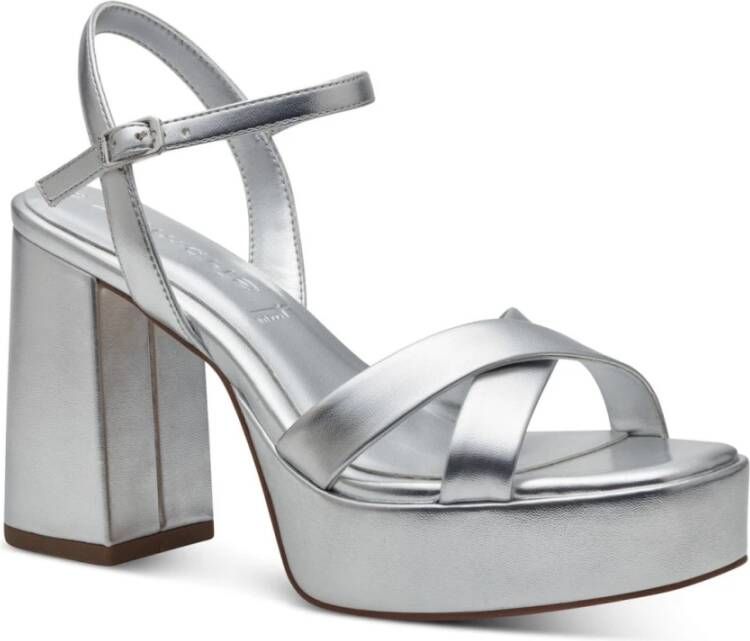 tamaris Zilveren Platte Sandalen voor Vrouwen Gray Dames