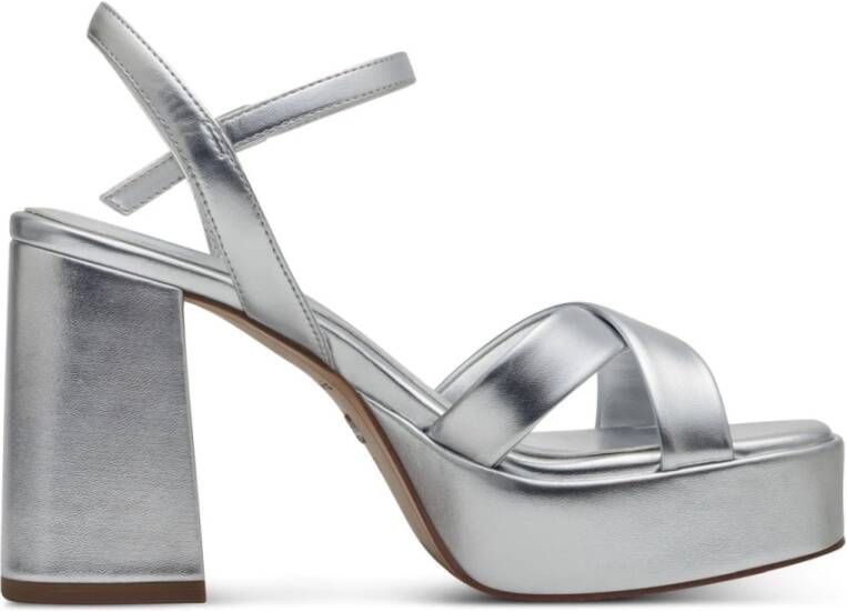 tamaris Zilveren Platte Sandalen voor Vrouwen Gray Dames