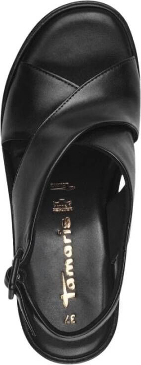 tamaris Zwarte Casual Open Platte Sandalen Black Dames