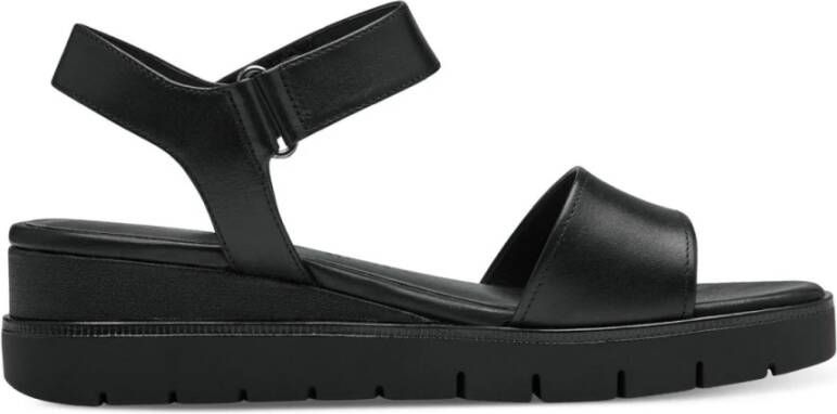 tamaris Zwarte Casual Open Platte Sandalen Black Dames