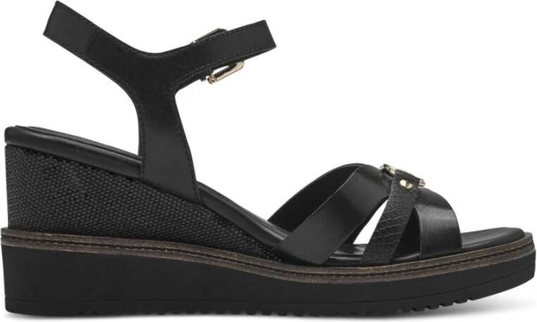 tamaris Zwarte Casual Open Platte Sandalen Black Dames