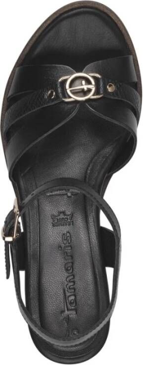 tamaris Zwarte Casual Open Platte Sandalen Black Dames